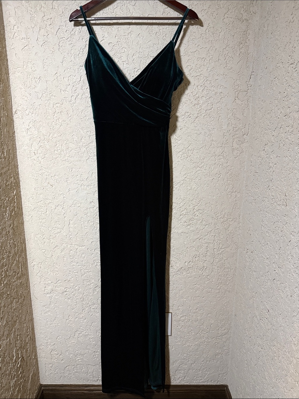 Revelry Dark Green Velvet Wrap Maxi Dress Size 6